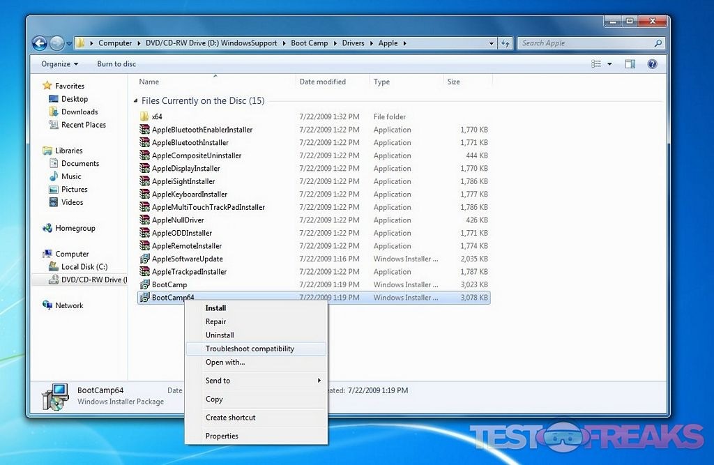 bootcamp drivers windows 7 64 bit macbook pro 2010